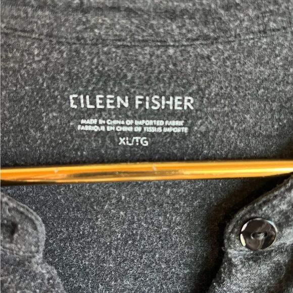 New eileen fisher gray black at the bottom long sleeve button down jersey dress - Picture 4 of 5